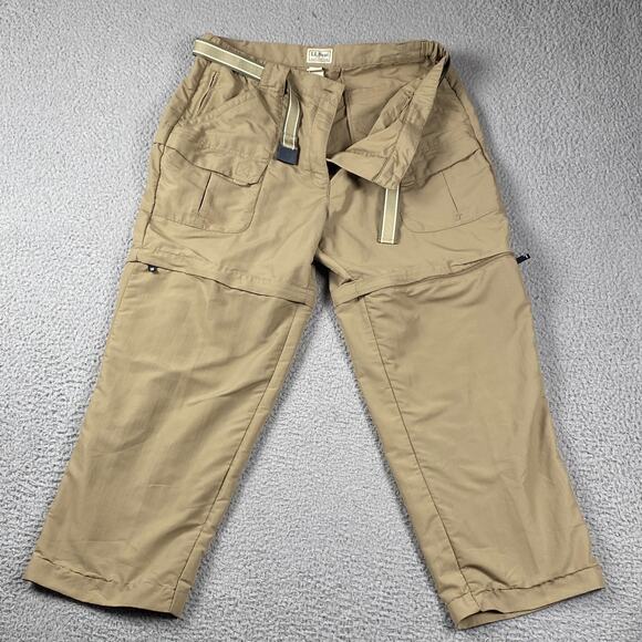 L.L. Bean Nylon Convertible Cargo Pants Women's Reg Size Large Beige - Picture 1 of 9